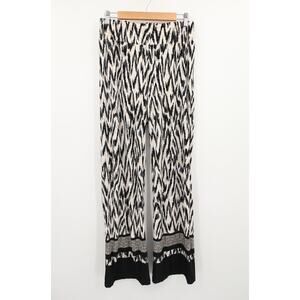 Cache Pants Black Cream Ikat Print Geometric Stretchy Pull On High Rise Size 6